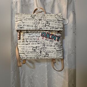 DKNY Urban Graffiti Backpack with Red and Black Accents